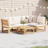 5 Piece Patio Lounge Set with Cushions Solid Wood Acacia