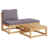 5 Piece Patio Lounge Set with Cushions Solid Wood Acacia