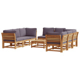 9 Piece Patio Lounge Set with Cushions Solid Wood Acacia