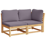 9 Piece Patio Lounge Set with Cushions Solid Wood Acacia