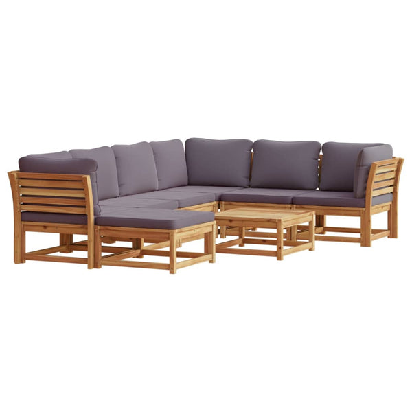 8 Piece Patio Lounge Set with Cushions Solid Wood Acacia