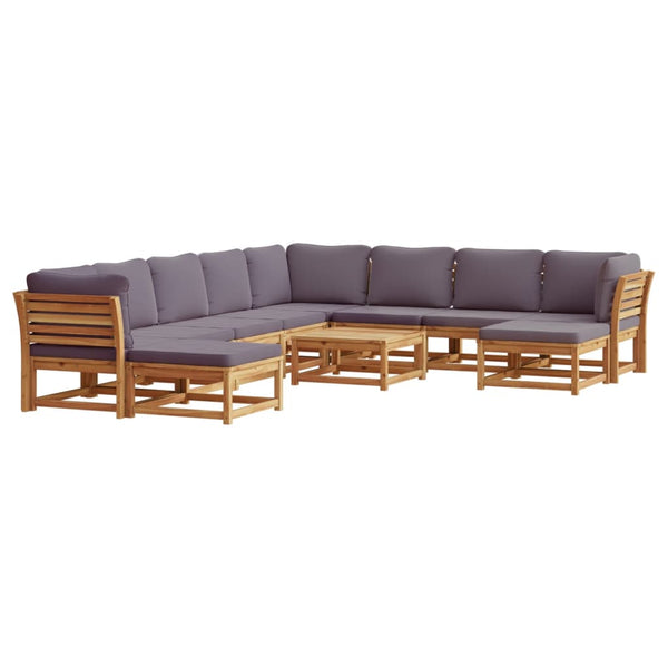 11 Piece Patio Lounge Set with Cushions Solid Wood Acacia