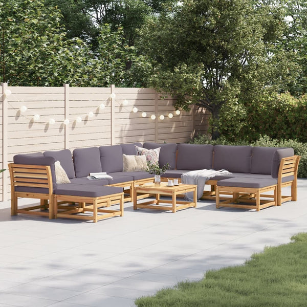 11 Piece Patio Lounge Set with Cushions Solid Wood Acacia