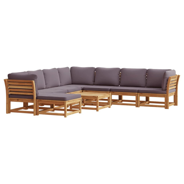 9 Piece Patio Lounge Set with Cushions Solid Wood Acacia