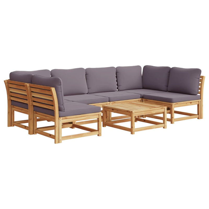 7 Piece Patio Lounge Set with Cushions Solid Wood Acacia