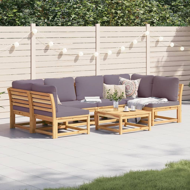 7 Piece Patio Lounge Set with Cushions Solid Wood Acacia