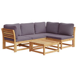 5 Piece Patio Lounge Set with Cushions Solid Wood Acacia