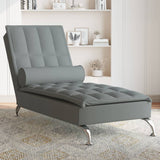 Massage Chaise Lounge with Bolster Dark Gray Fabric