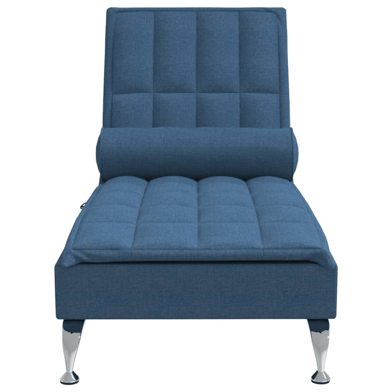 Massage Chaise Lounge with Bolster Blue Fabric