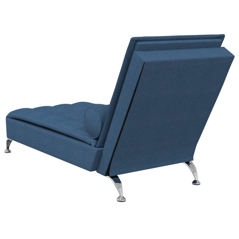 Massage Chaise Lounge with Bolster Blue Fabric