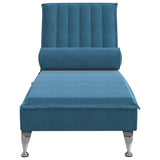 Massage Chaise Lounge with Bolster Blue Velvet