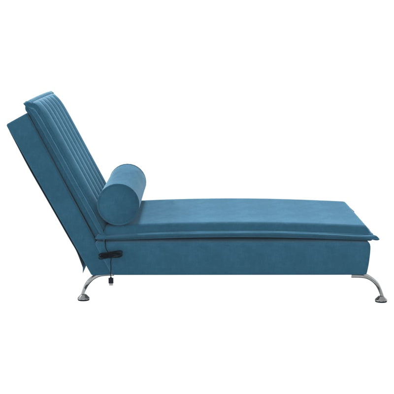 Massage Chaise Lounge with Bolster Blue Velvet