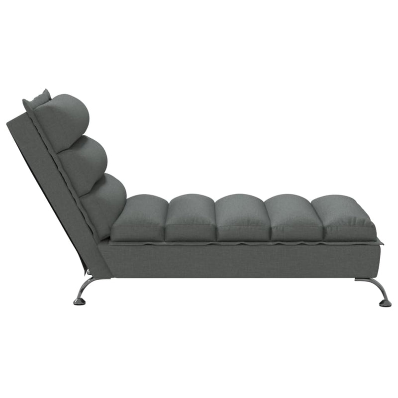 Chaise Lounge with Cushions Dark Gray Fabric