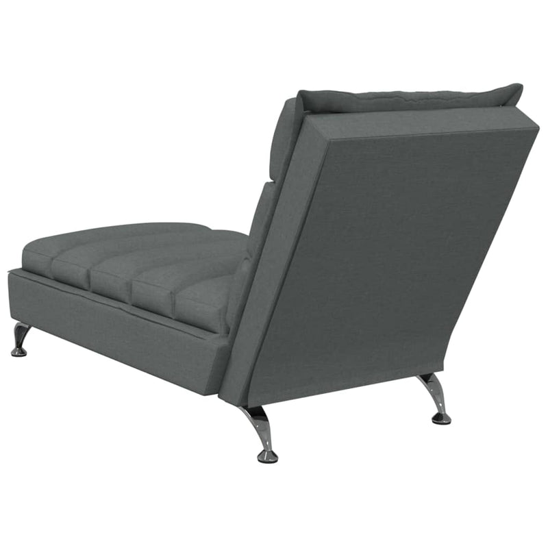 Chaise Lounge with Cushions Dark Gray Fabric