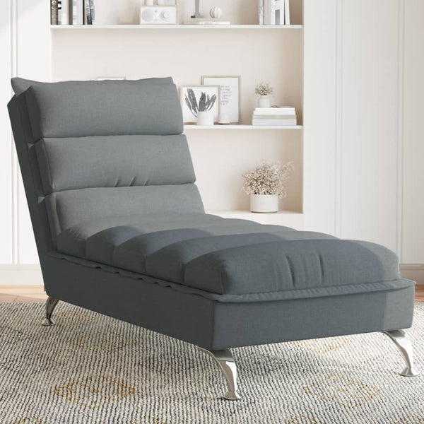 Chaise Lounge with Cushions Dark Gray Fabric