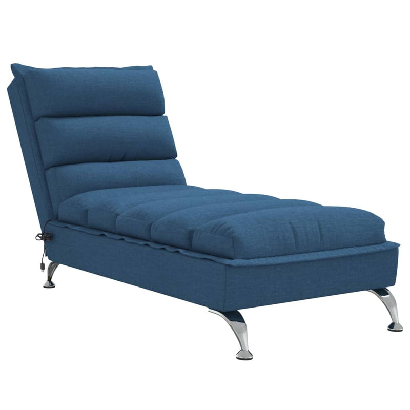 Massage Chaise Lounge with Cushions Blue Fabric