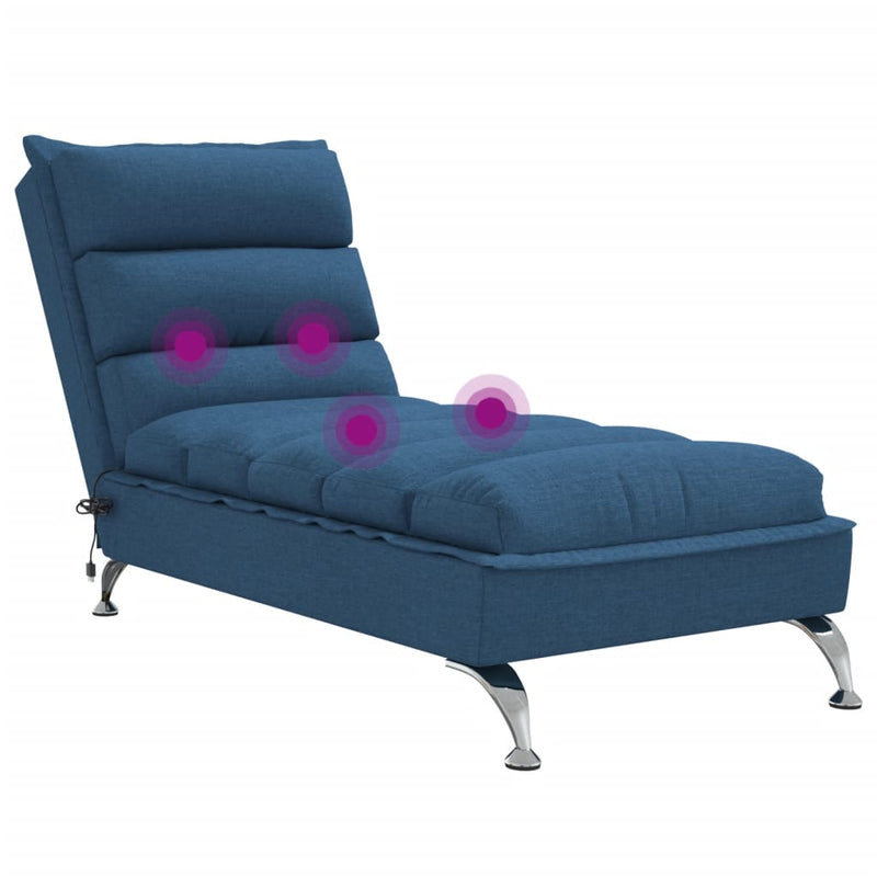 Massage Chaise Lounge with Cushions Blue Fabric