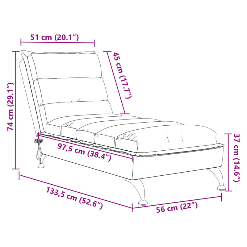 Massage Chaise Lounge with Cushions Blue Fabric