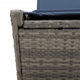 Double Sun Lounger with Cushions Gray Poly Rattan