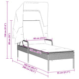 Sun Lounger with Canopy Gray Poly Rattan