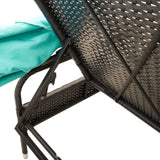 Sun Lounger with Canopy Black Poly Rattan