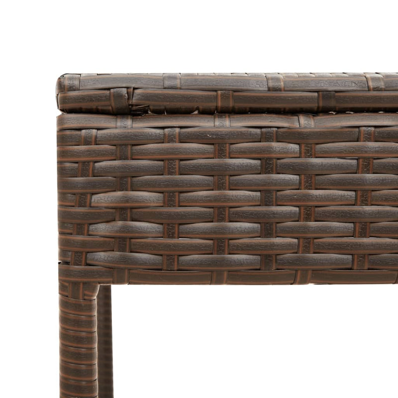 Sun Lounger with Canopy and Table Brown Poly Rattan