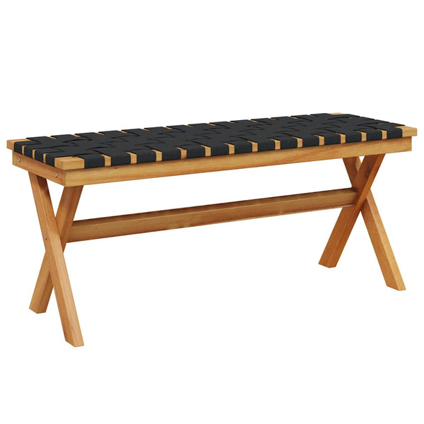 Patio Bench Black Solid Wood Acacia and Fabric