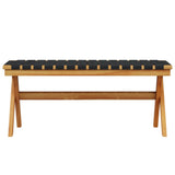 Patio Bench Black Solid Wood Acacia and Fabric