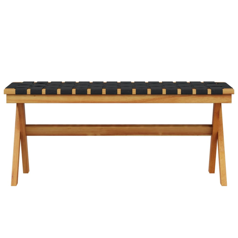 Patio Bench Black Solid Wood Acacia and Fabric