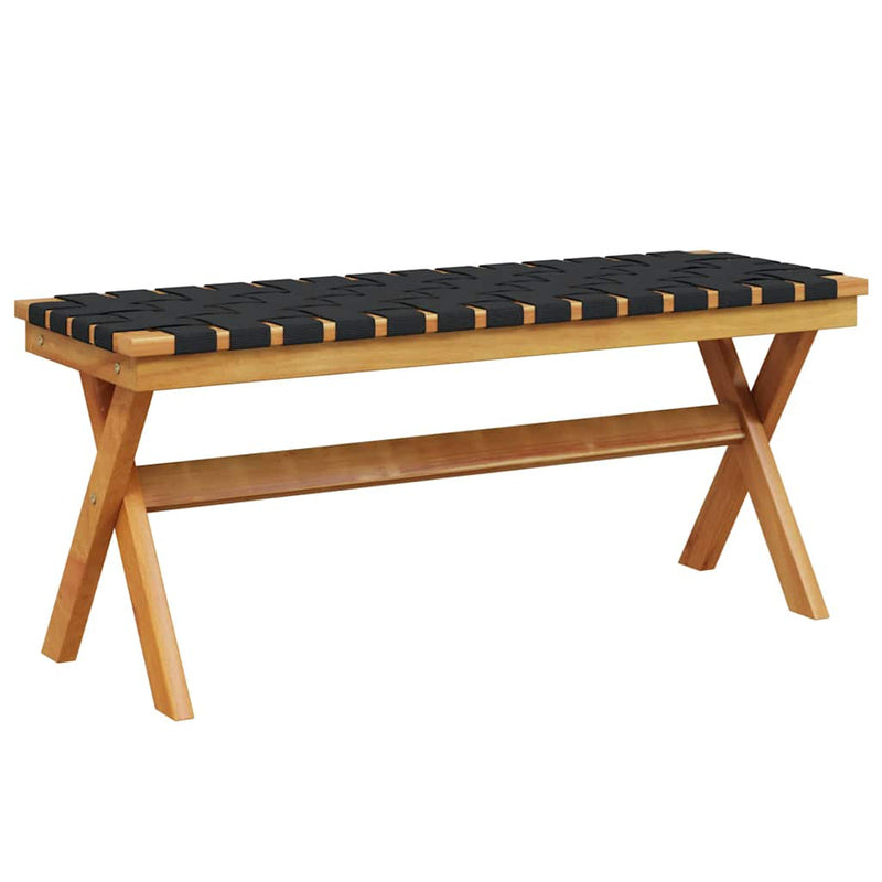 Patio Bench Black Solid Wood Acacia and Fabric