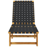 Sun Loungers 2 pcs Black Solid Wood Acacia and Fabric