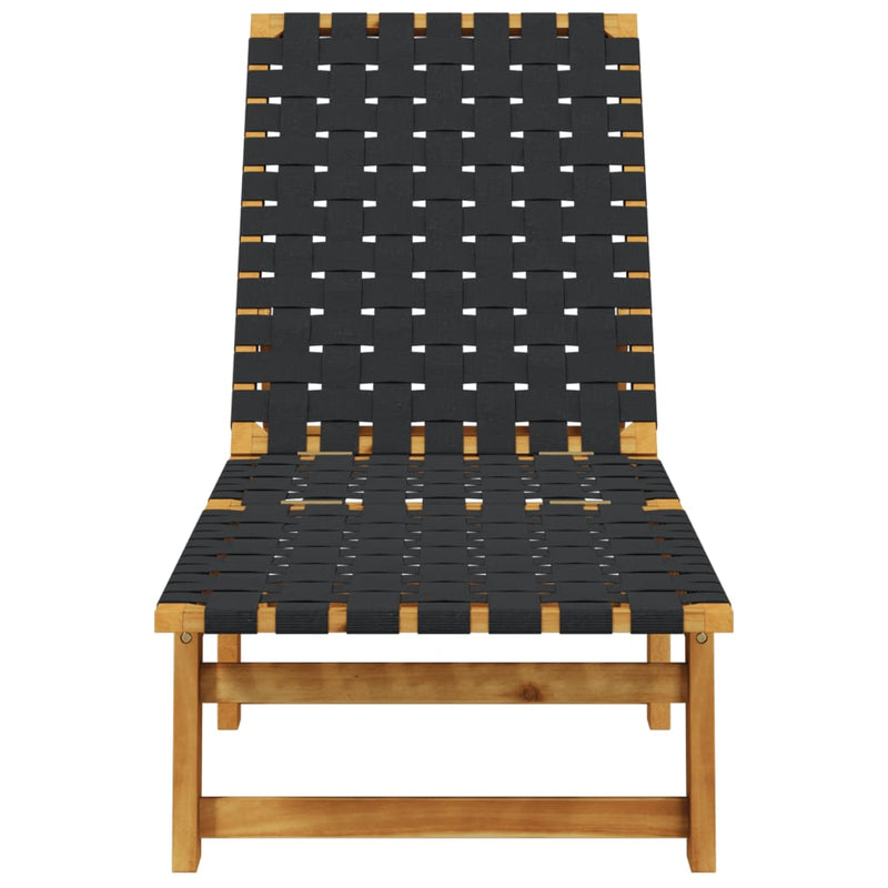 Sun Loungers 2 pcs Black Solid Wood Acacia and Fabric