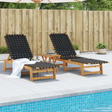 Sun Loungers 2 pcs Black Solid Wood Acacia and Fabric