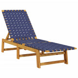 Sun Loungers 2 pcs Dark Blue Solid Wood Acacia and Fabric