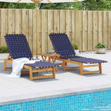 Sun Loungers 2 pcs Dark Blue Solid Wood Acacia and Fabric