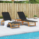 Sun Loungers 2 pcs with Table Black Solid Wood Acacia