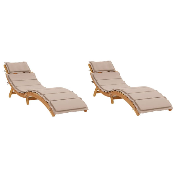 Sun Loungers with Cushions 2 pcs Taupe Solid Wood Acacia