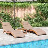 Sun Loungers with Cushions 2 pcs Taupe Solid Wood Acacia