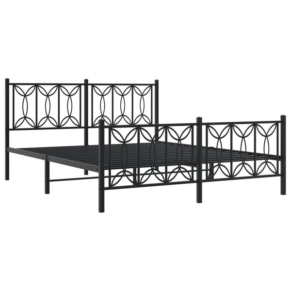 Metal Bed Frame with Headboard and Footboard Black 59.1"x78.7"