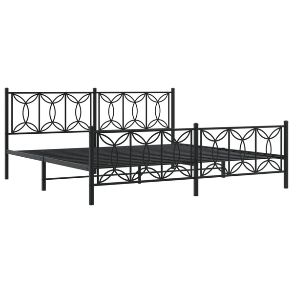 Metal Bed Frame with Headboard and Footboard Black 76"x79.9" King