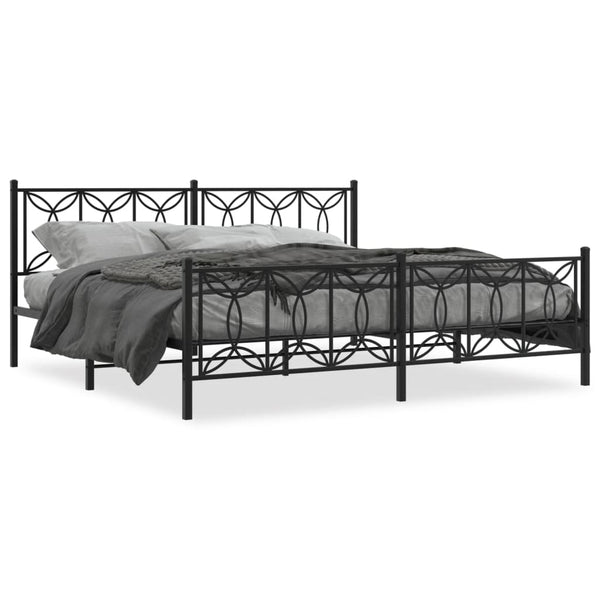 Metal Bed Frame with Headboard and Footboard Black 76"x79.9" King