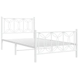 Metal Bed Frame with Headboard and Footboard White 39.4"x78.7"