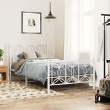 Metal Bed Frame with Headboard and Footboard White 39.4"x78.7"