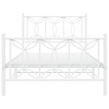 Metal Bed Frame with Headboard and Footboard White 39.4"x78.7"