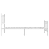 Metal Bed Frame with Headboard and Footboard White 39.4"x78.7"