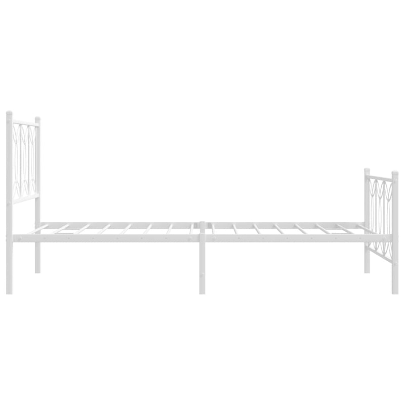 Metal Bed Frame with Headboard and Footboard White 39.4"x78.7"