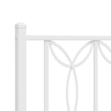 Metal Bed Frame with Headboard and Footboard White 39.4"x78.7"