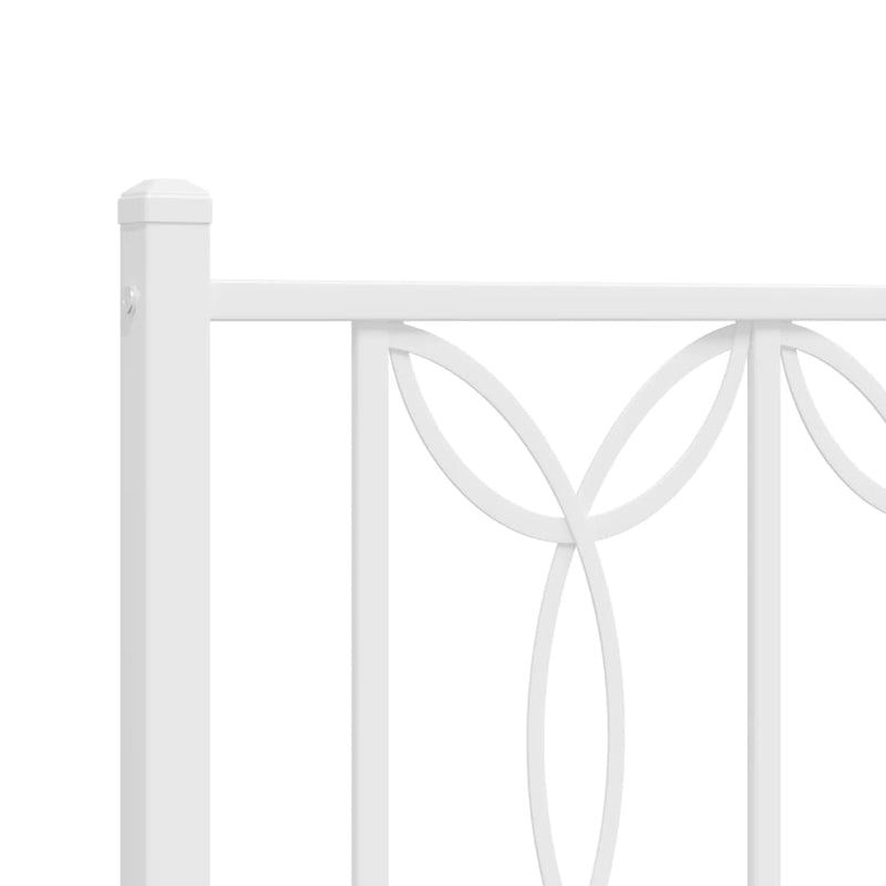 Metal Bed Frame with Headboard and Footboard White 39.4"x78.7"