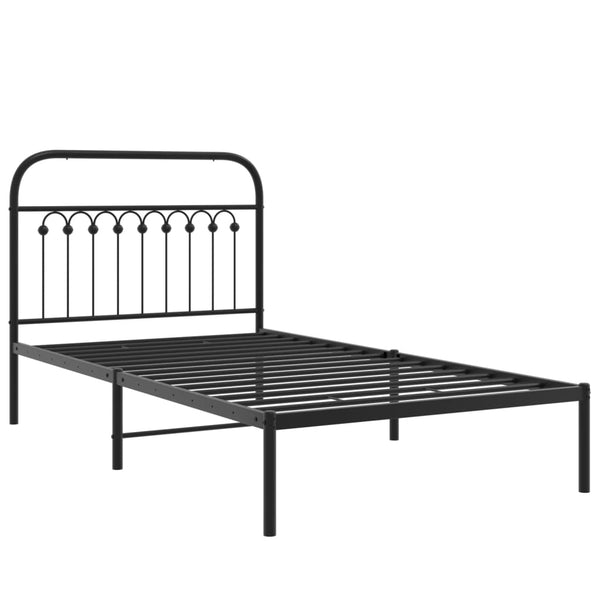 Metal Bed Frame with Headboard Black 39.4"x78.7"