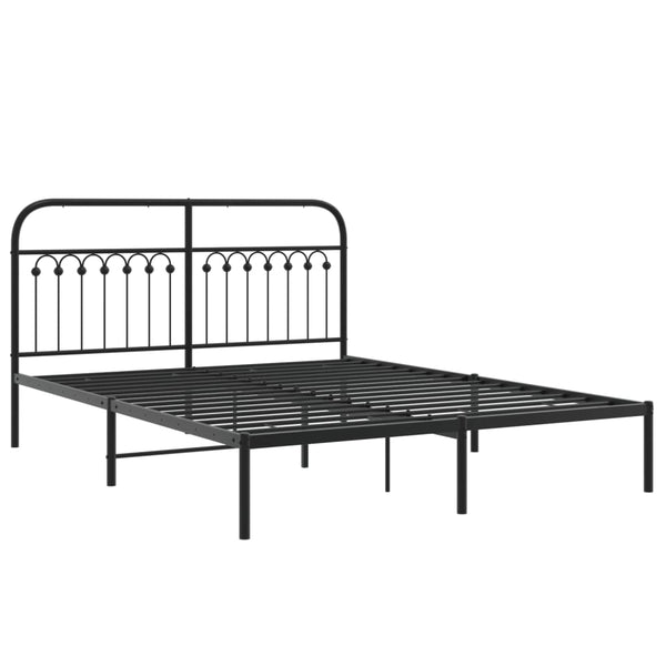 Metal Bed Frame with Headboard Black 59.1"x78.7"